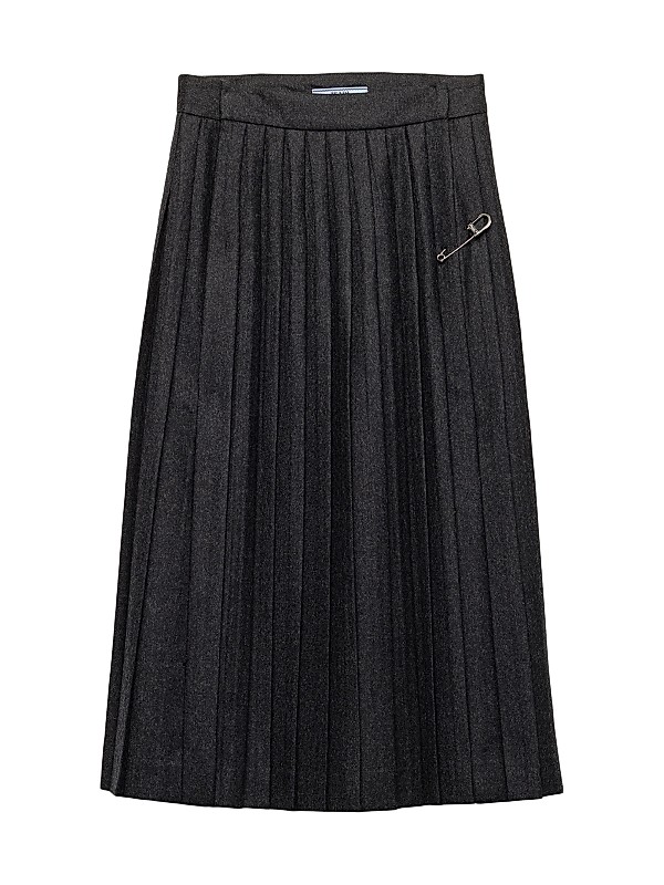Prada Pleated Wool Flannel Skirt | Saks Fifth Avenue