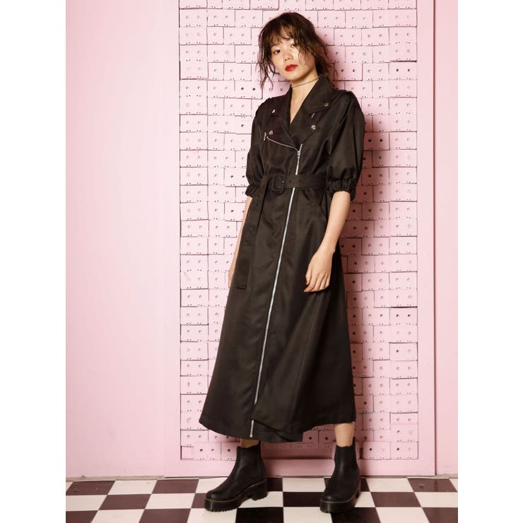 ハーフスリーブライダースワンピース[品番：MKSW0021814]｜jouetie