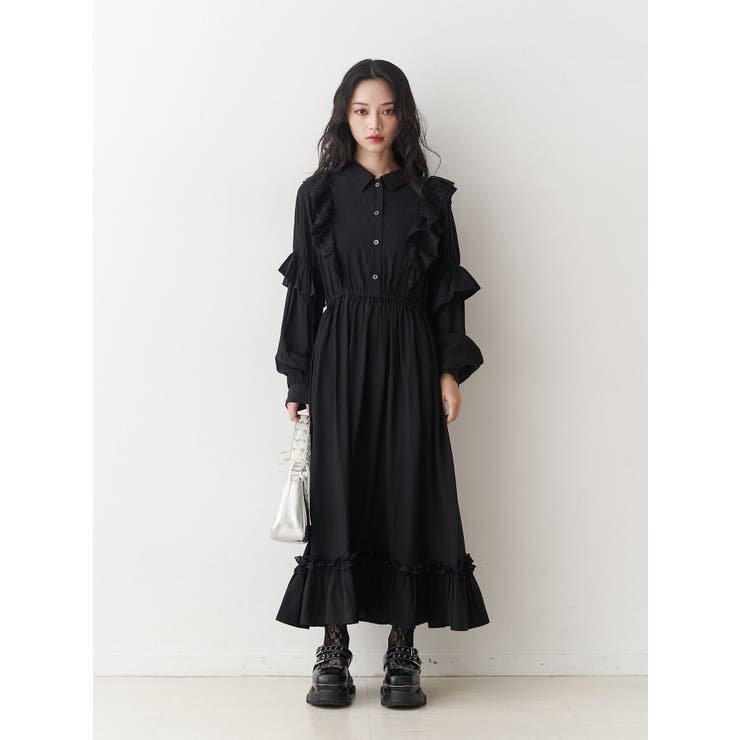 ラッフルフリルロングワンピース[品番：MKSW0067227]｜jouetie