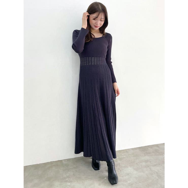 レイヤードプリーツニットワンピース[品番：MKSW0048673]｜MERCURYDUO