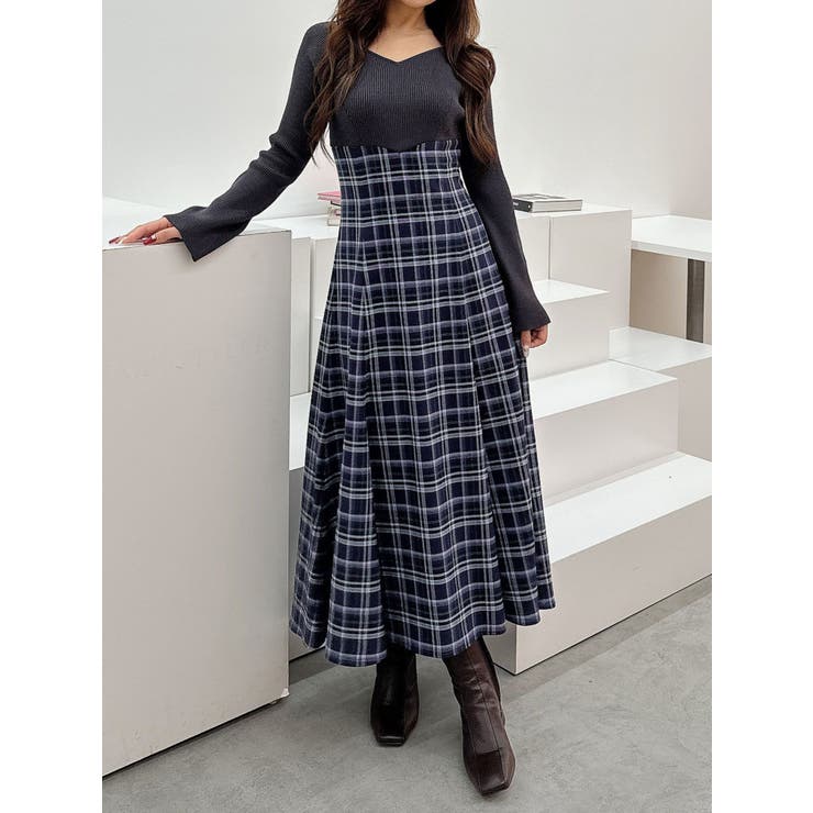 ドッキングチェックワンピース[品番：MKSW0060979]｜MERCURYDUO