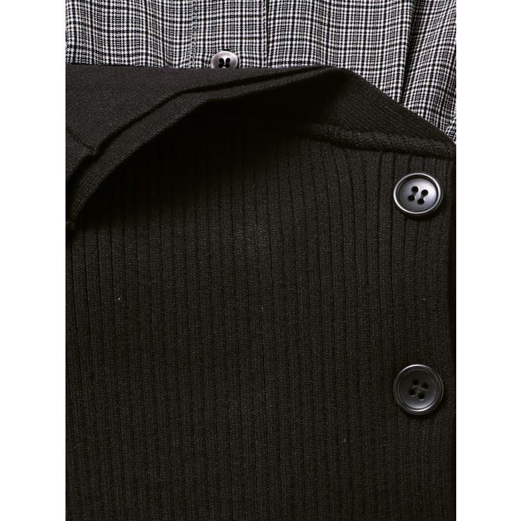 WEB限定カラーあり】シャツレイヤード風ニットドッキングミニ