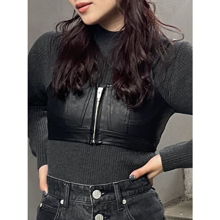 デニーローズ フェイクレザー ビスチェ 黒 フェイクレザービスチェ