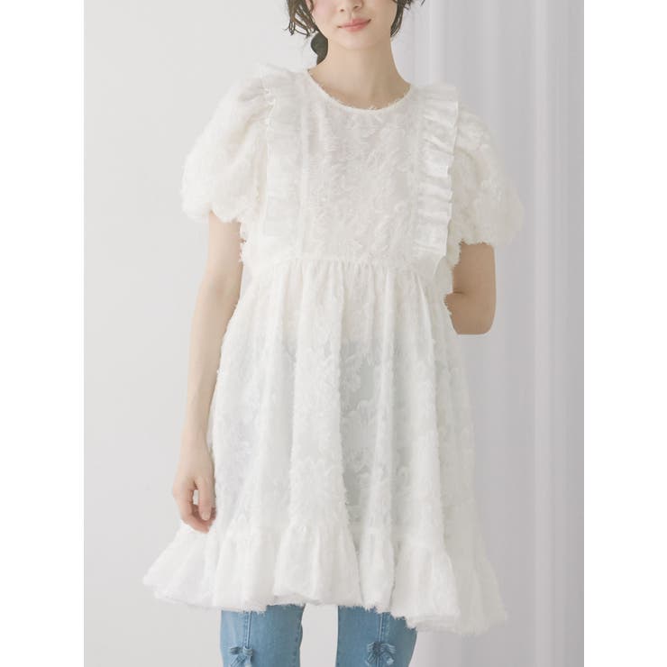 flowerジャガードミニワンピース[品番：MKSW0065069]｜merry jenny