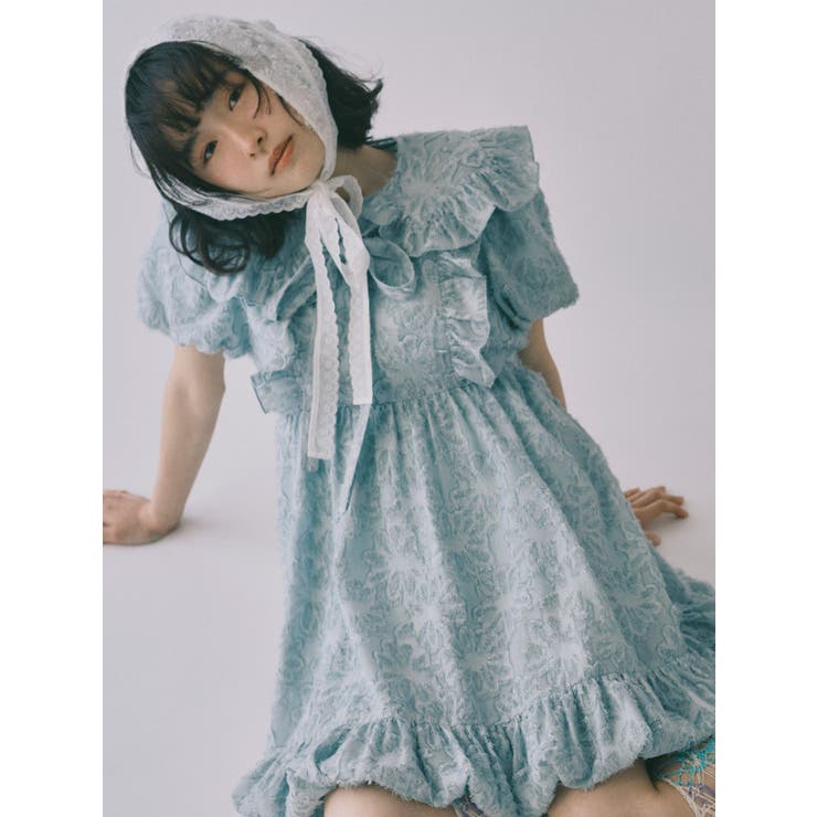 flowerジャガードミニワンピース[品番：MKSW0065069]｜merry jenny