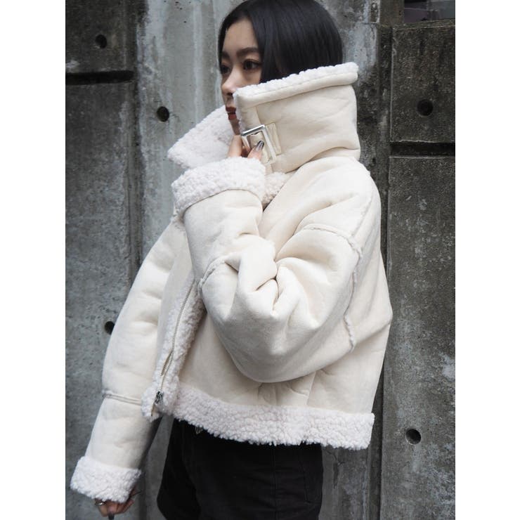 フェイクムートンクロップドブルゾン[品番：MKSW0041631]｜EVRIS