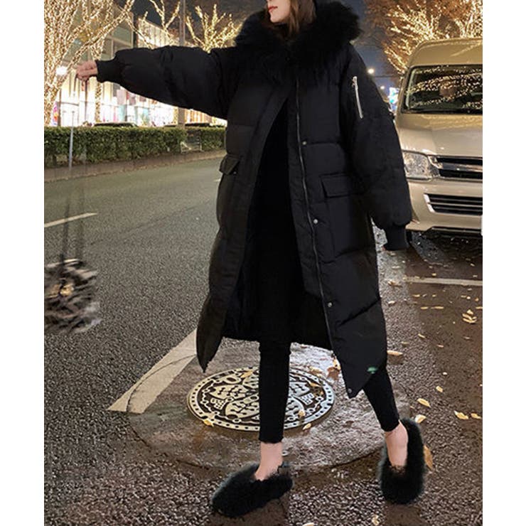 フェイクダウンコート中綿入りロングコート[品番：II000012061