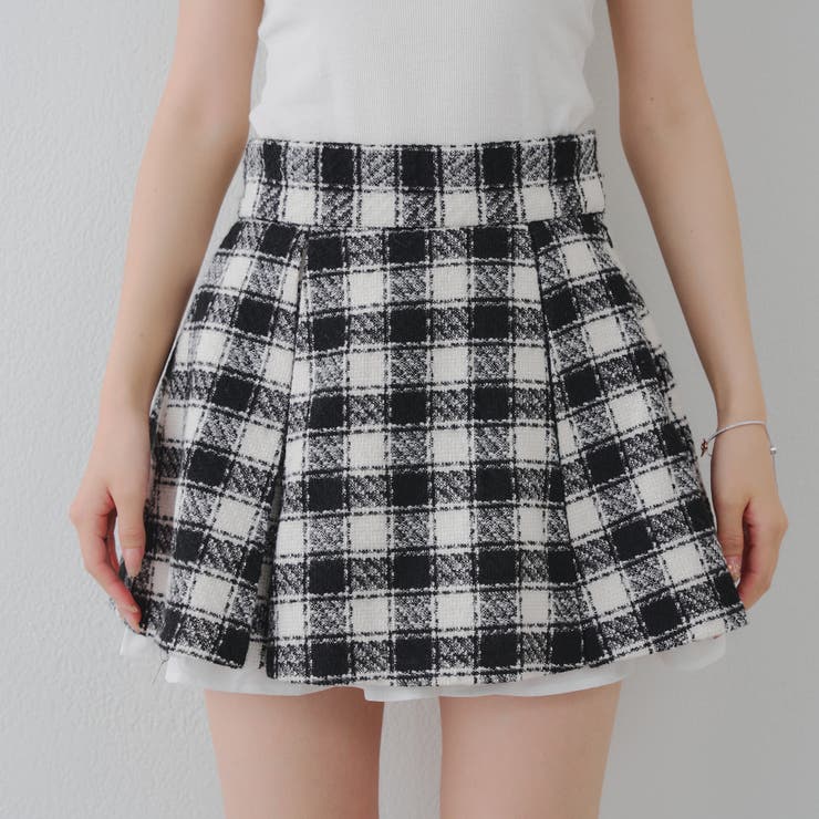 セットアップ対応】ツイード裾チラリミニスカート[品番：OLOW0017160