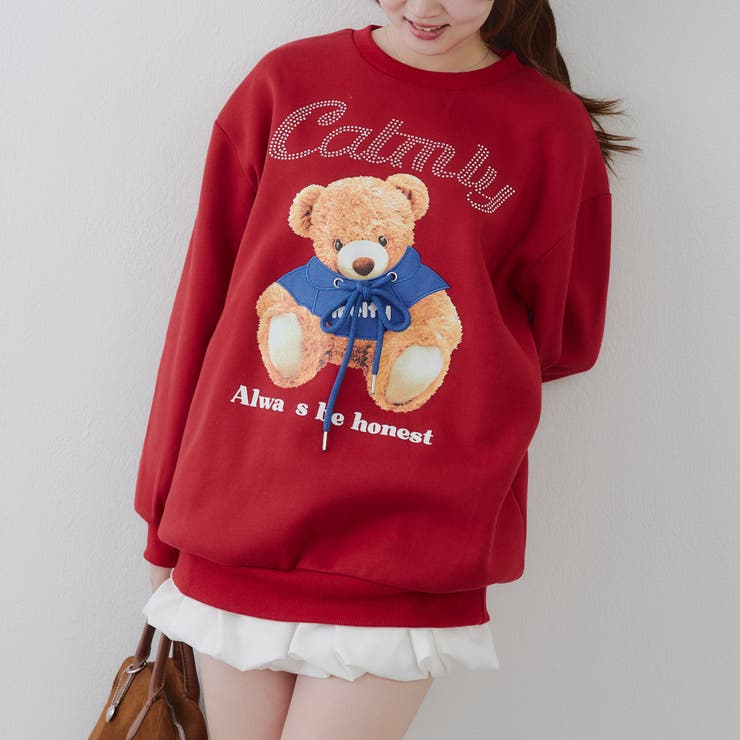 キラキラロゴクマ裏起毛プルオーバー[品番：NCLW0016854]｜NICE CLAUP