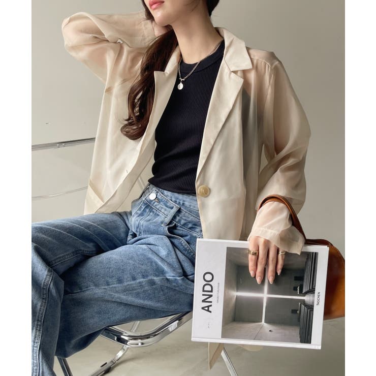 シアー オーガンジー テーラードジャケット[品番：ORGW0009027]｜Ada