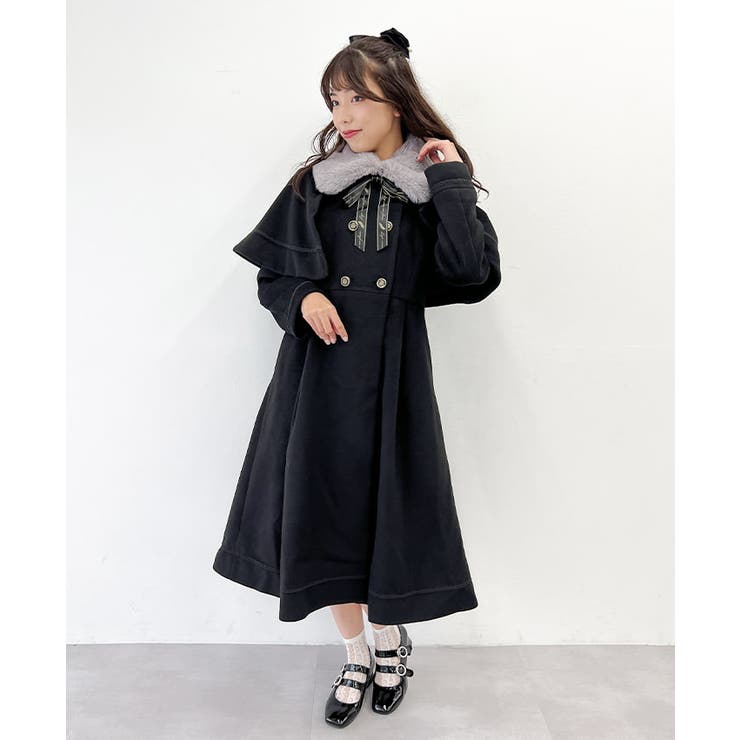 ファー襟付ケープロングコート[品番：IGAW0004046]｜axes femme