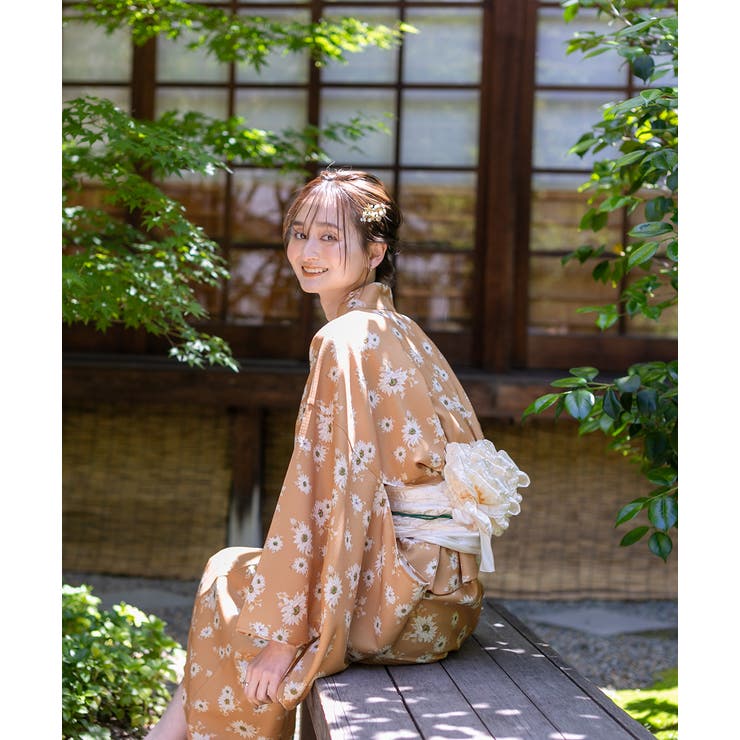 3点セット ひまわり柄セパレート2WAY浴衣セット[品番：ADEW0004456