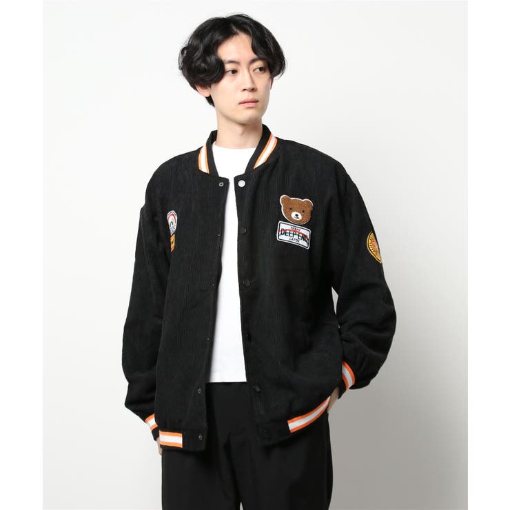 HOOK】 アメカジ配色クマワッペンスタジャンジャケット ブルゾン[品番