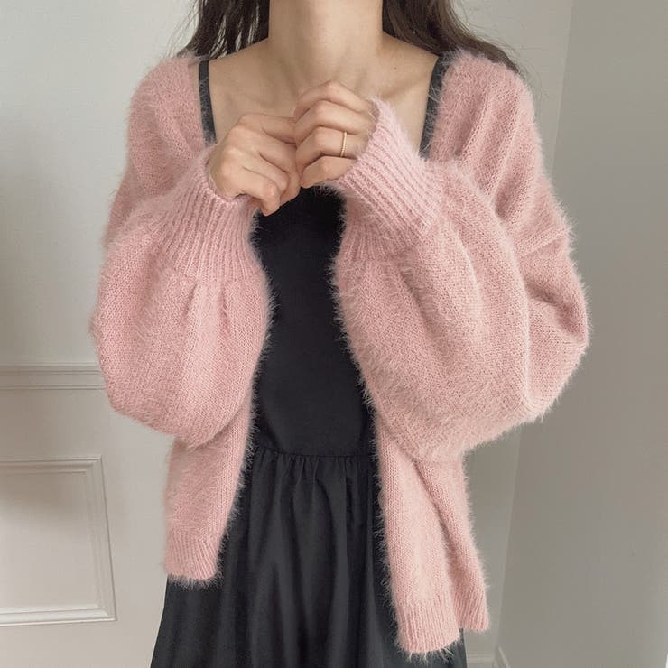 シャギーVネックニットカーディガン[品番：AMTW0009181]｜LAUIR