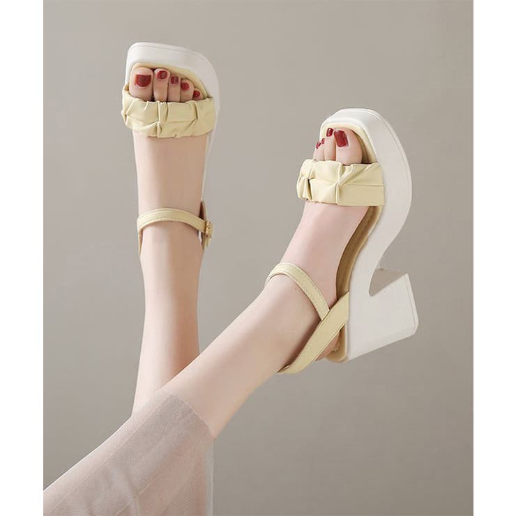 チャンキーヒールサンダル 厚底サンダル夏[品番：AGCW0005643