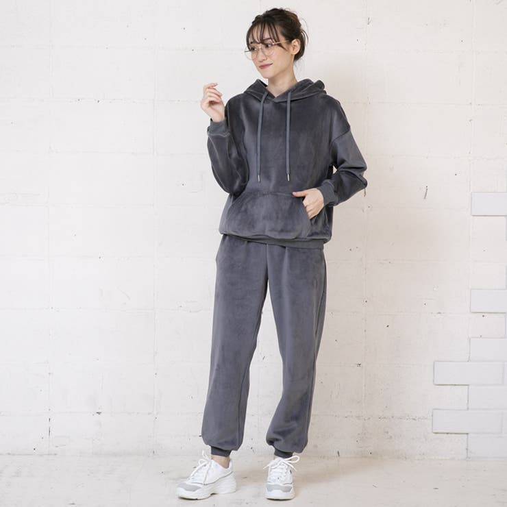 ベロアジャージ 上下セット セットアップ[品番：QU000006282