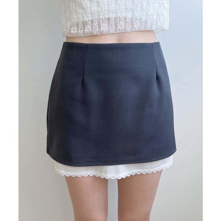 バイカラーレイヤードローライズミニスカート[品番：FROW0001388]｜by