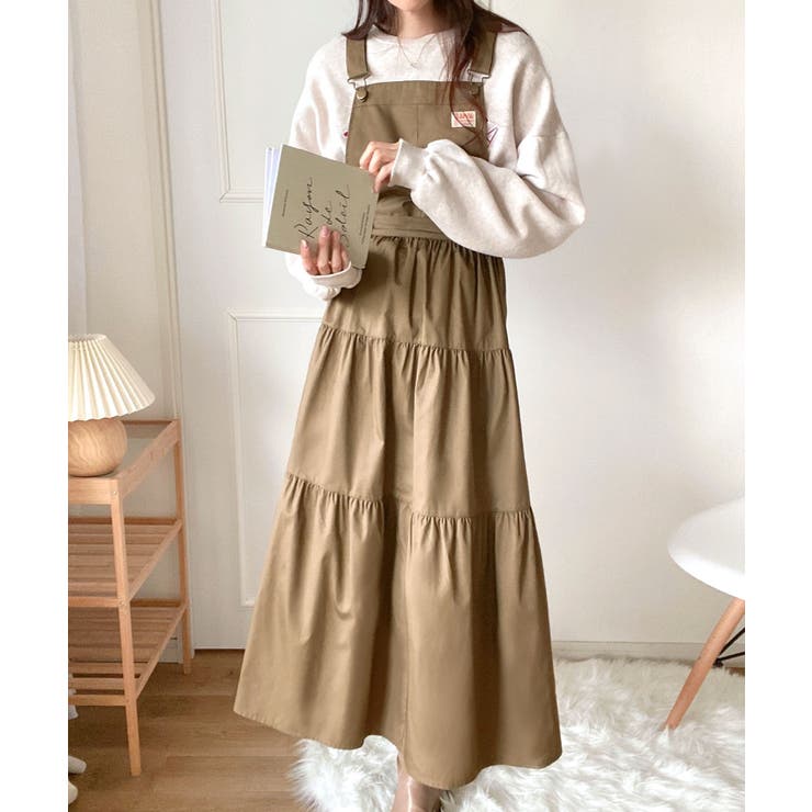 着映え力抜群。2wayティアードサロペットワンピース（スカート部