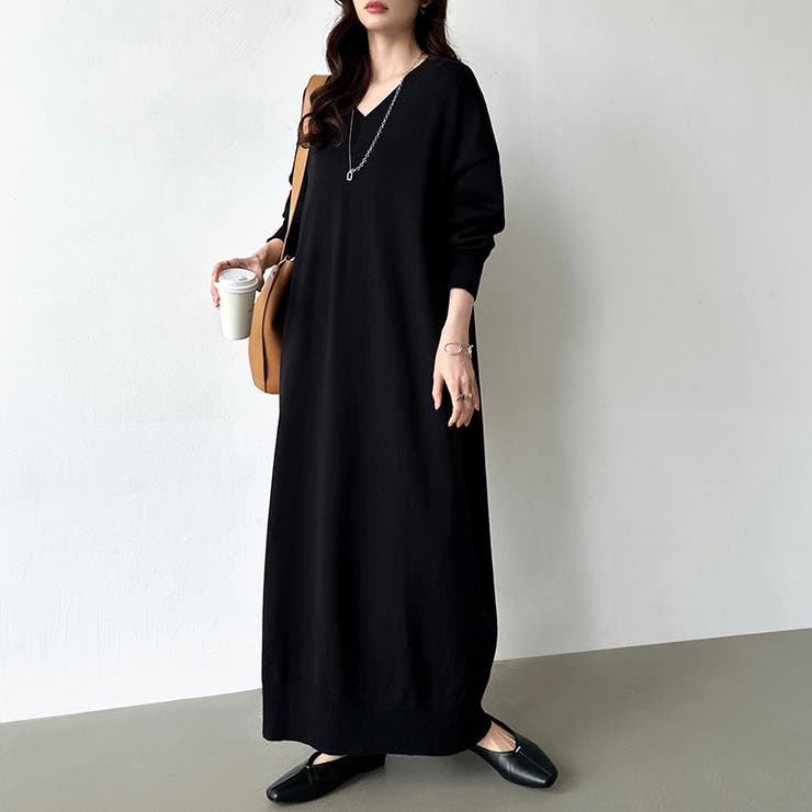 選べる2丈 Vネックワンピース ロングワンピース[品番：COCW0006260