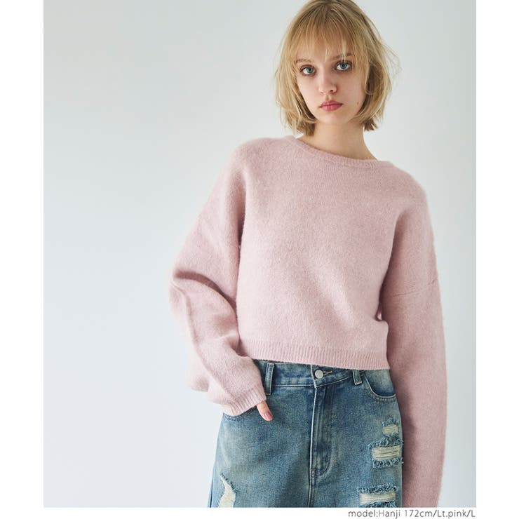 モヘヤライクショート丈ニットトップス[品番：PA000014967]｜coca