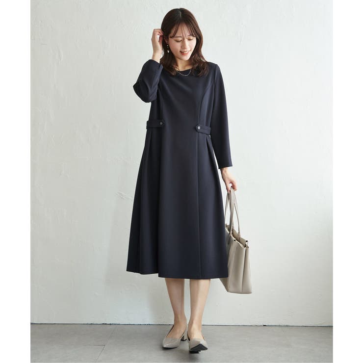 カットジョーゼットウエストタブワンピース[品番：IKAW0023416]｜ikka