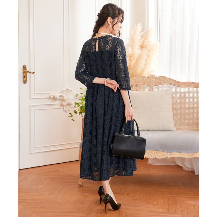 ワンピース ドレス レース 結婚式 披露宴 パーティー[品番