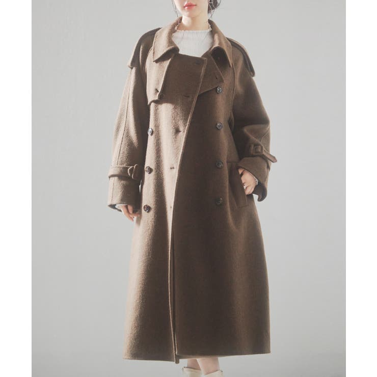 トレンチ風ダブルフェイスロングコート[品番：DSSW0004992]｜SAISON DE