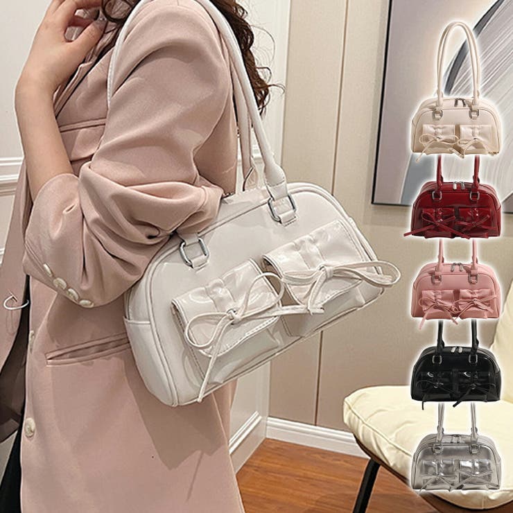 リボン付き エナメル ミニボストン[品番：GWSW0000460]｜GOLWIS