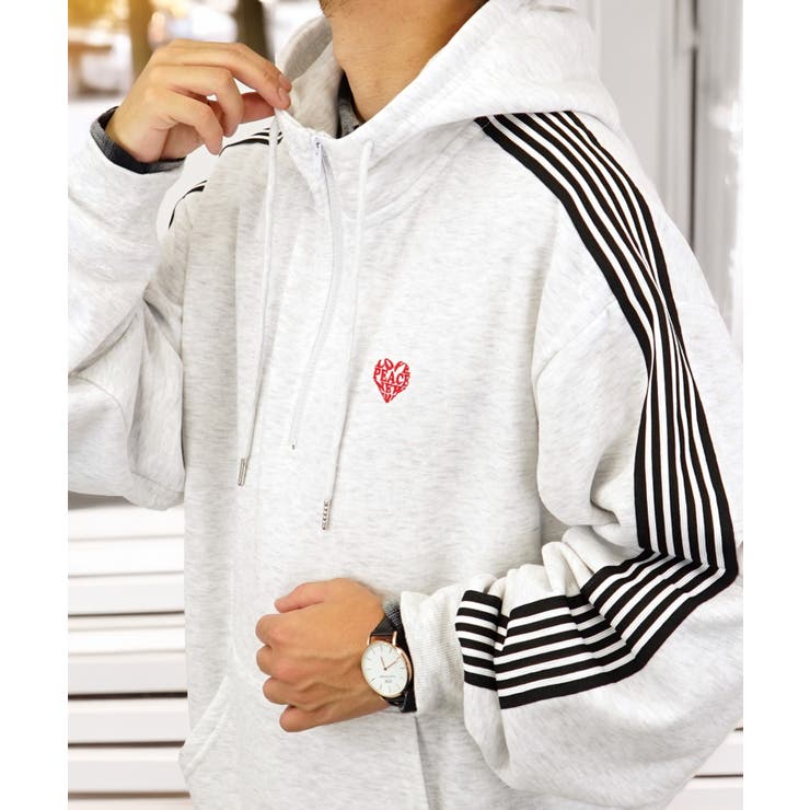 ハート刺繍】【オーバーサイズ】 ハーフジップパーカー ＃ロゴ[品番