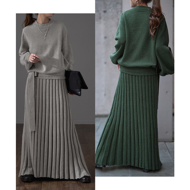 セットアップ ニット 3点セット レディース スカート プリーツスカート