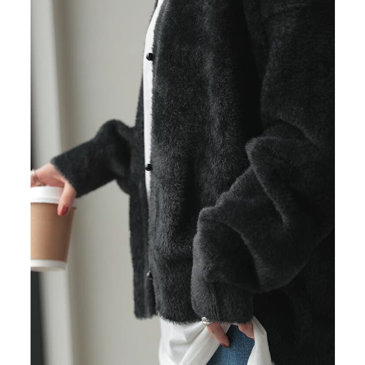 カーディガン シャギーニット パール[品番：HHHW0004632]｜HUG.U