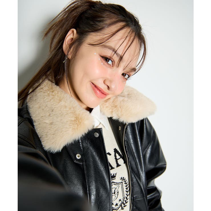 ファーティペット付フェイクレザーブルゾン[品番：INGW0010518]｜INGNI