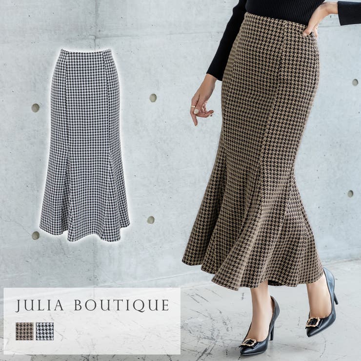 千鳥格子柄ハイウエストマーメイドスカート [22620 ロングスカート