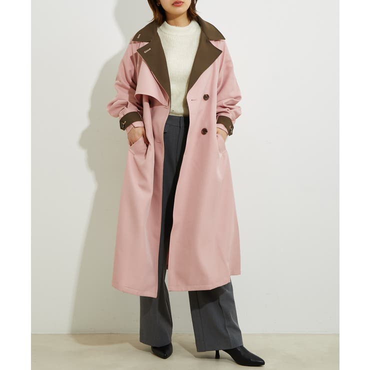 WEB限定】配色カラーで魅せるスタンドカラーオーバーサイズトレンチ