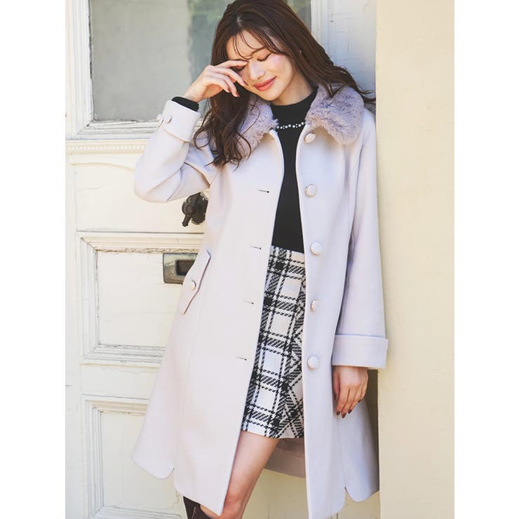 フェイクウールファー襟付きロングコート[品番：PLMW0014880]｜LUDIC