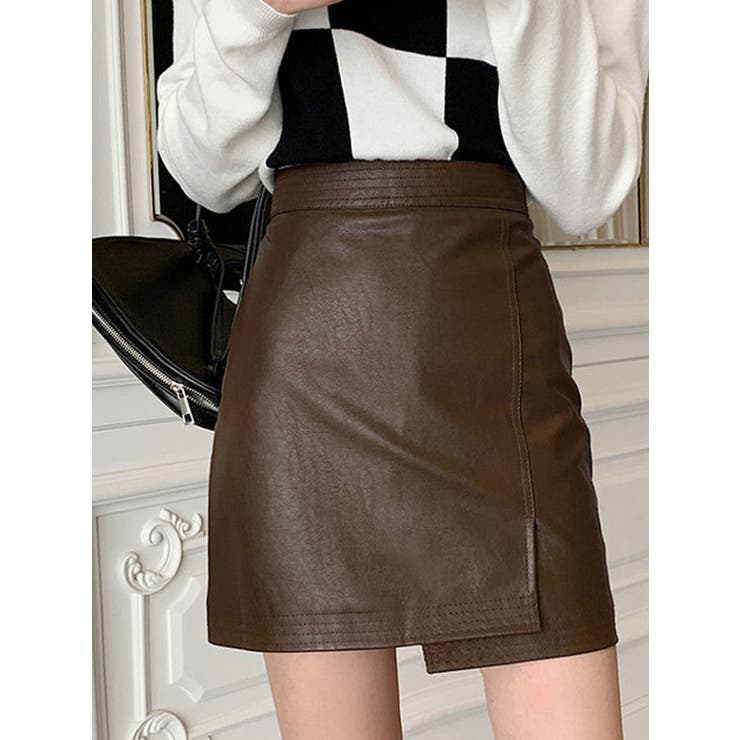 高級感の レザースカート ミニ[品番：KH000011457]｜VIVID LADY