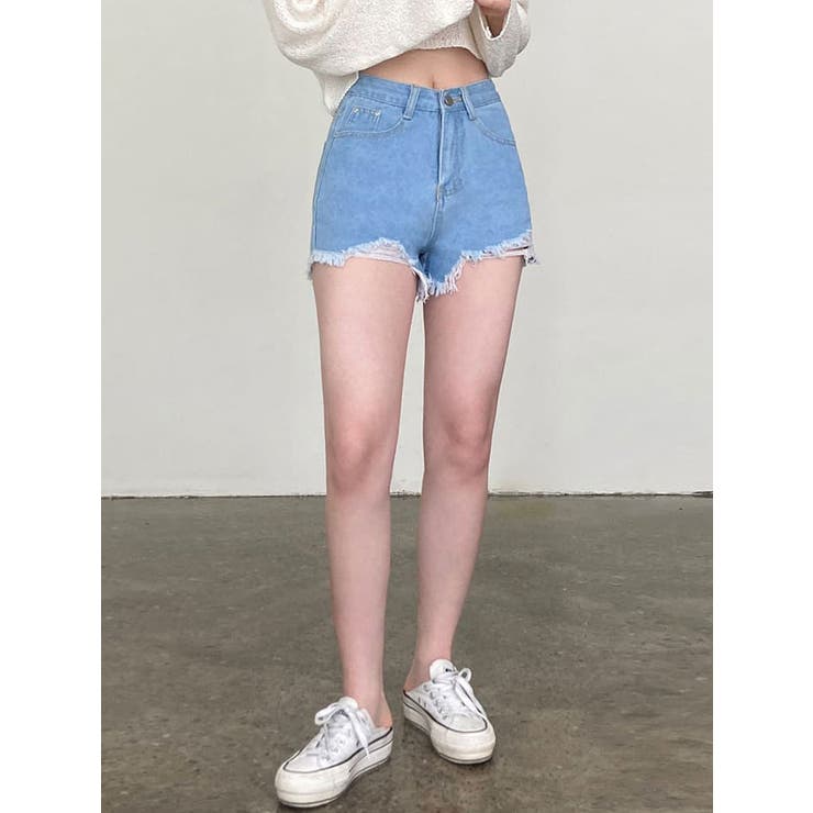 ダメージデニムショートパンツ レディース 夏[品番：KH000013714