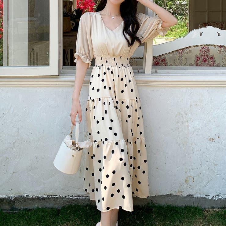 ワンピース 水玉 ロング[品番：TY000007861]｜teddyshop（テディー