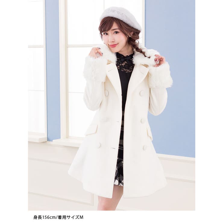 ファーティペット&リボン付きフィット&フレアフェイクウール