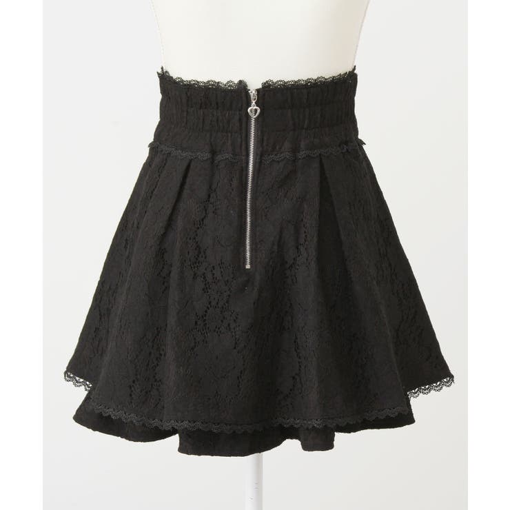 レース重ねパールビジューフレアスカート 量産型 地雷系 夢展望[品番