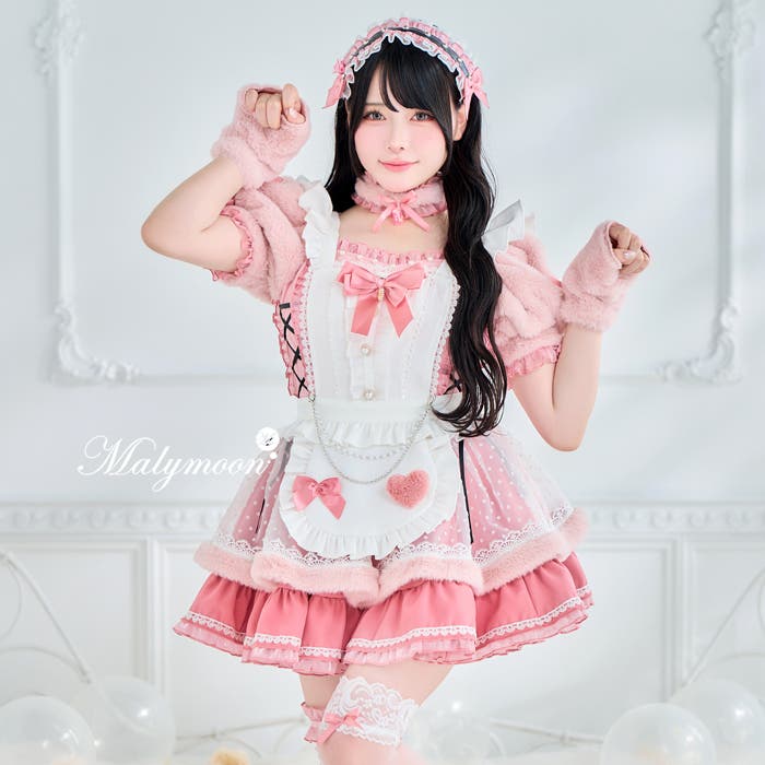 Mumei着用】シュガードットシフォンピンクメイド《オリジナルコスプレ