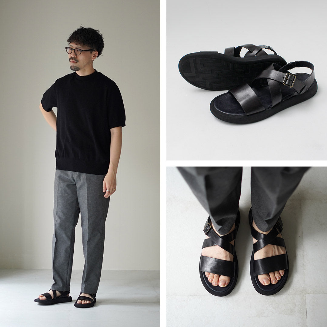 BRADOR（ブラドール） メンズ クロスストラップ レザーサンダル