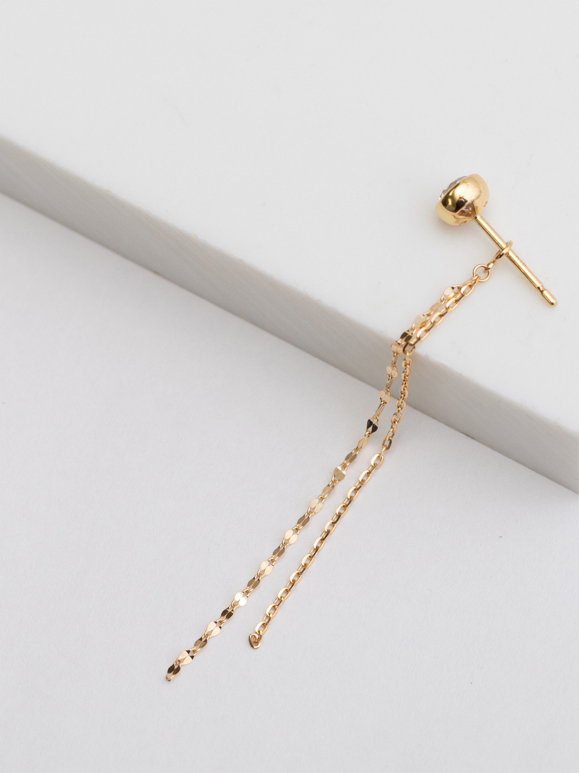 K18/Pt「ダブルチェーンシャイン」チャーム（片耳用