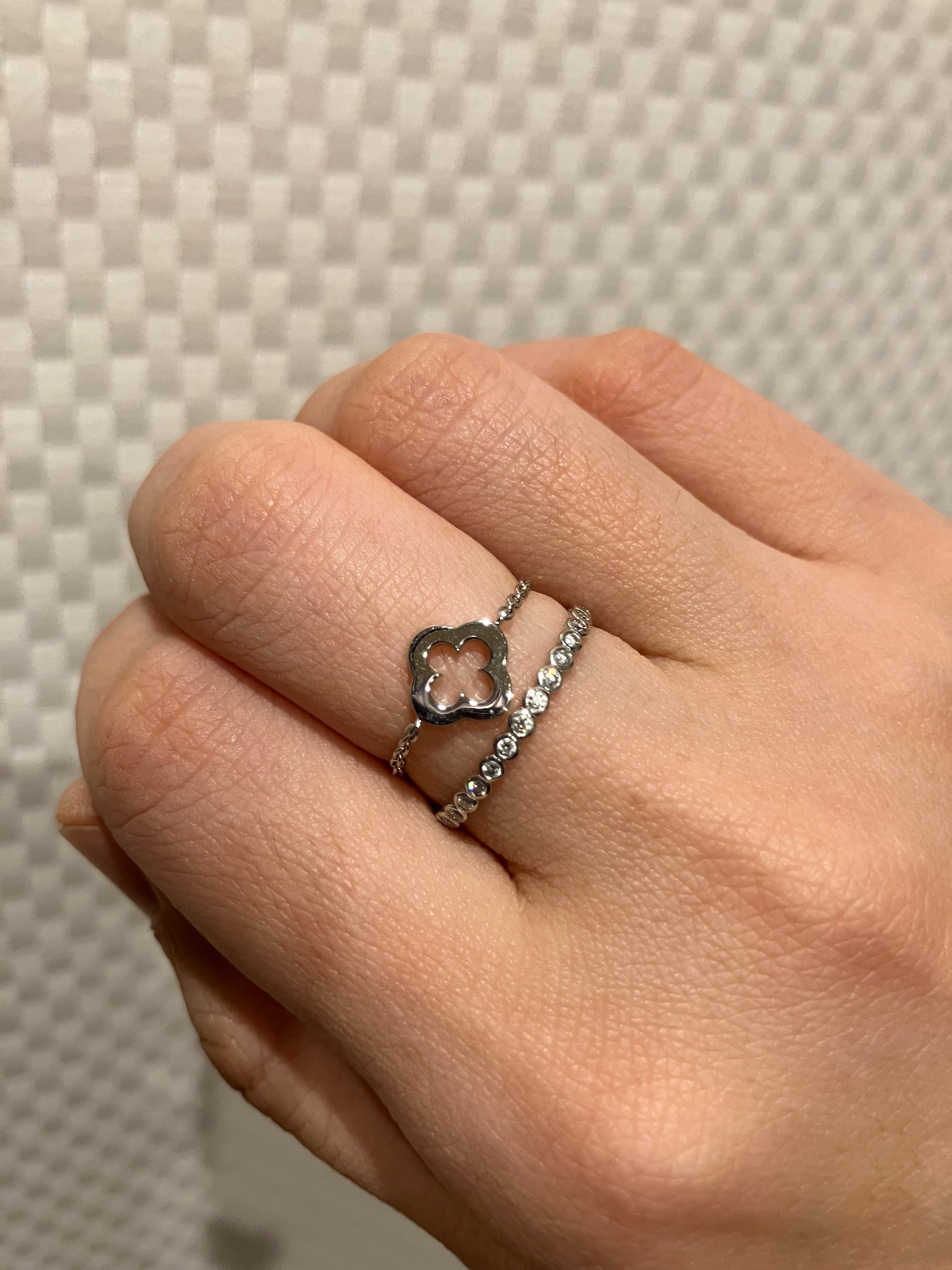 K18/Pt「アミ クローバー」チェーンリング｜【オレフィーチェ】Orefice