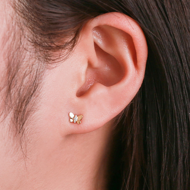 K18/Pt「チョウチョ」ピアス(片耳用)｜【オレフィーチェ】Orefice