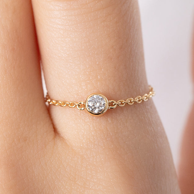 K18/Pt「0.1ct~0.11ctダイヤ ヌード」チェーンリング