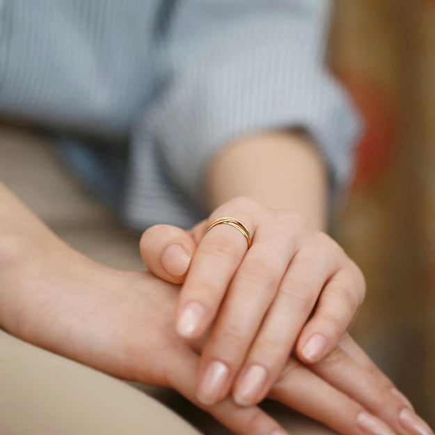 K18/Pt「5連ベルタ」リング ー イエローゴールド｜【オレフィーチェ