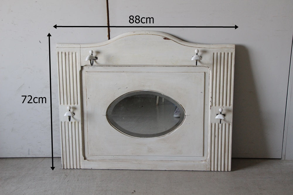 陶器のフック付き壁掛けミラー（鏡） フランスアンティークインテリア