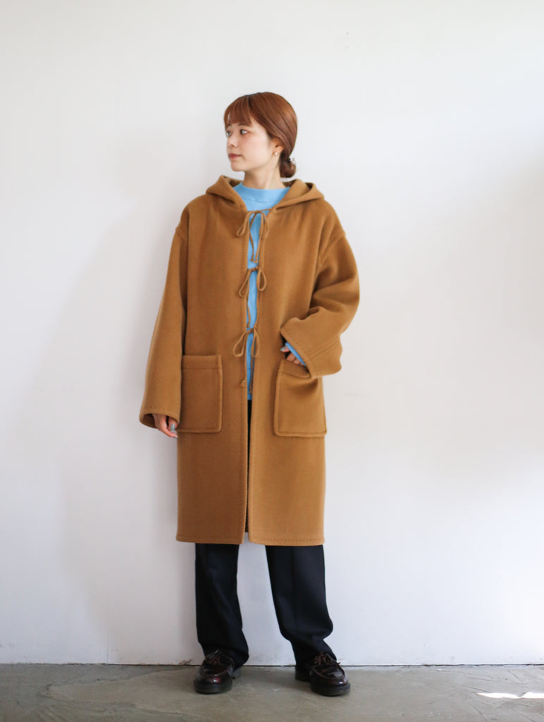 AURALEE DOUBLE CLOTH SUPER FINE MELTON COAT / WOOL HERINGBONE PILE