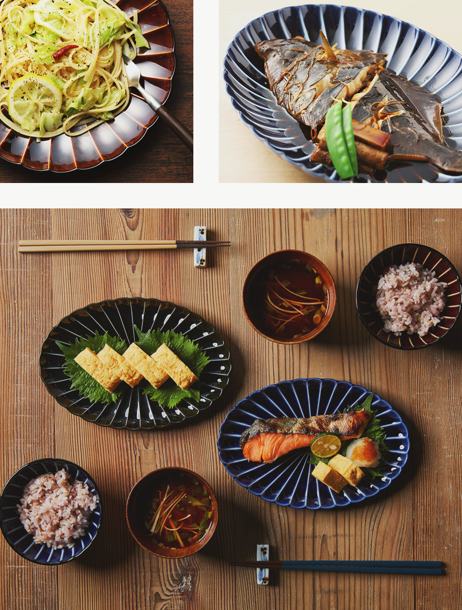 ぎやまん陶 デザートセットペア（浅小鉢2個+4.5寸皿2枚） – カネコ小兵